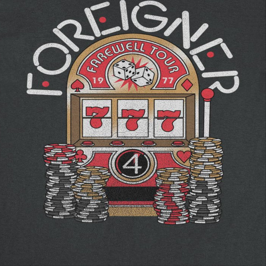 Foreigner Farewell Slot Machine Black T-Shirt